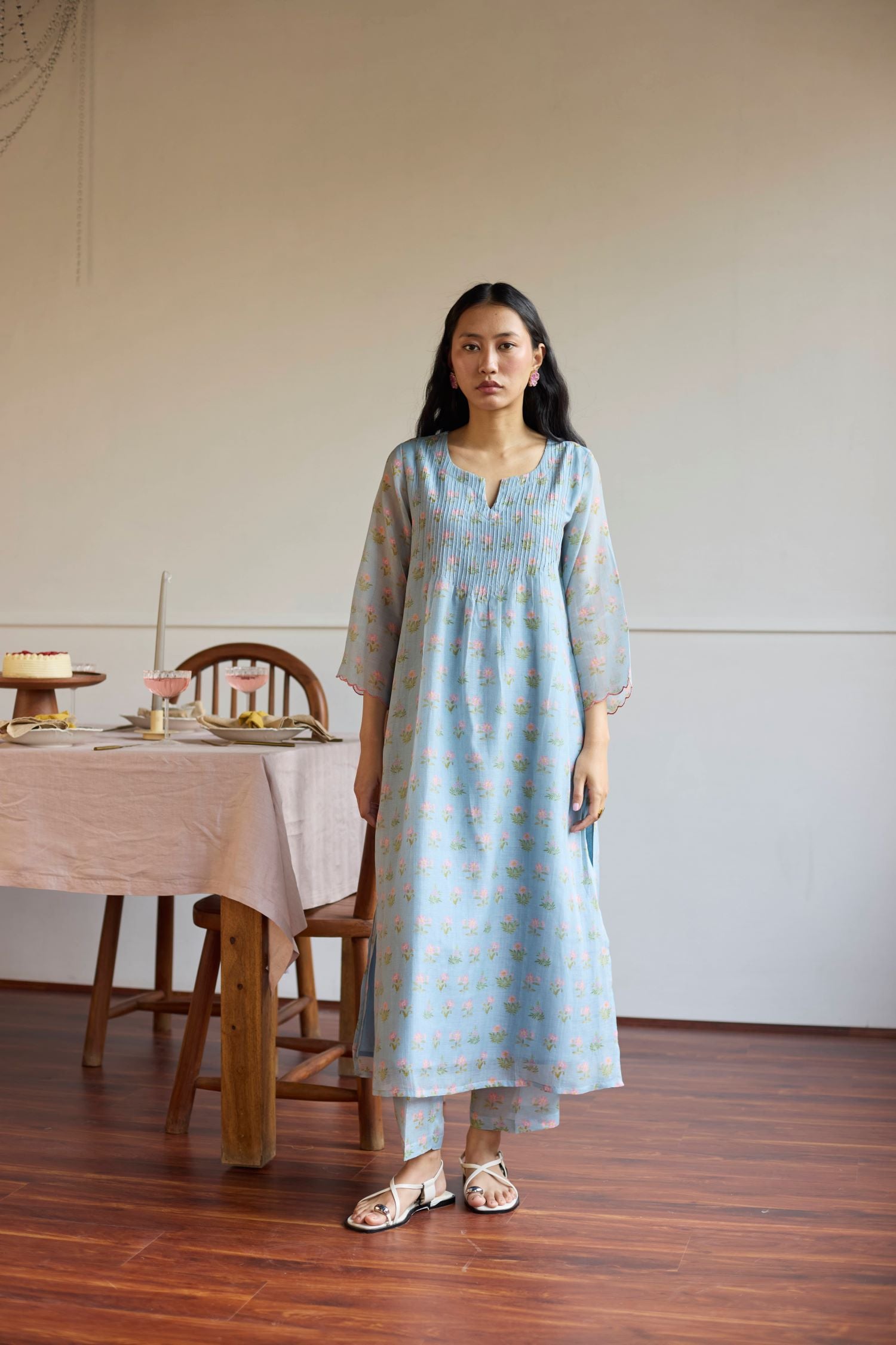 Juanita- POWDER BLUE PINTUCK  SET