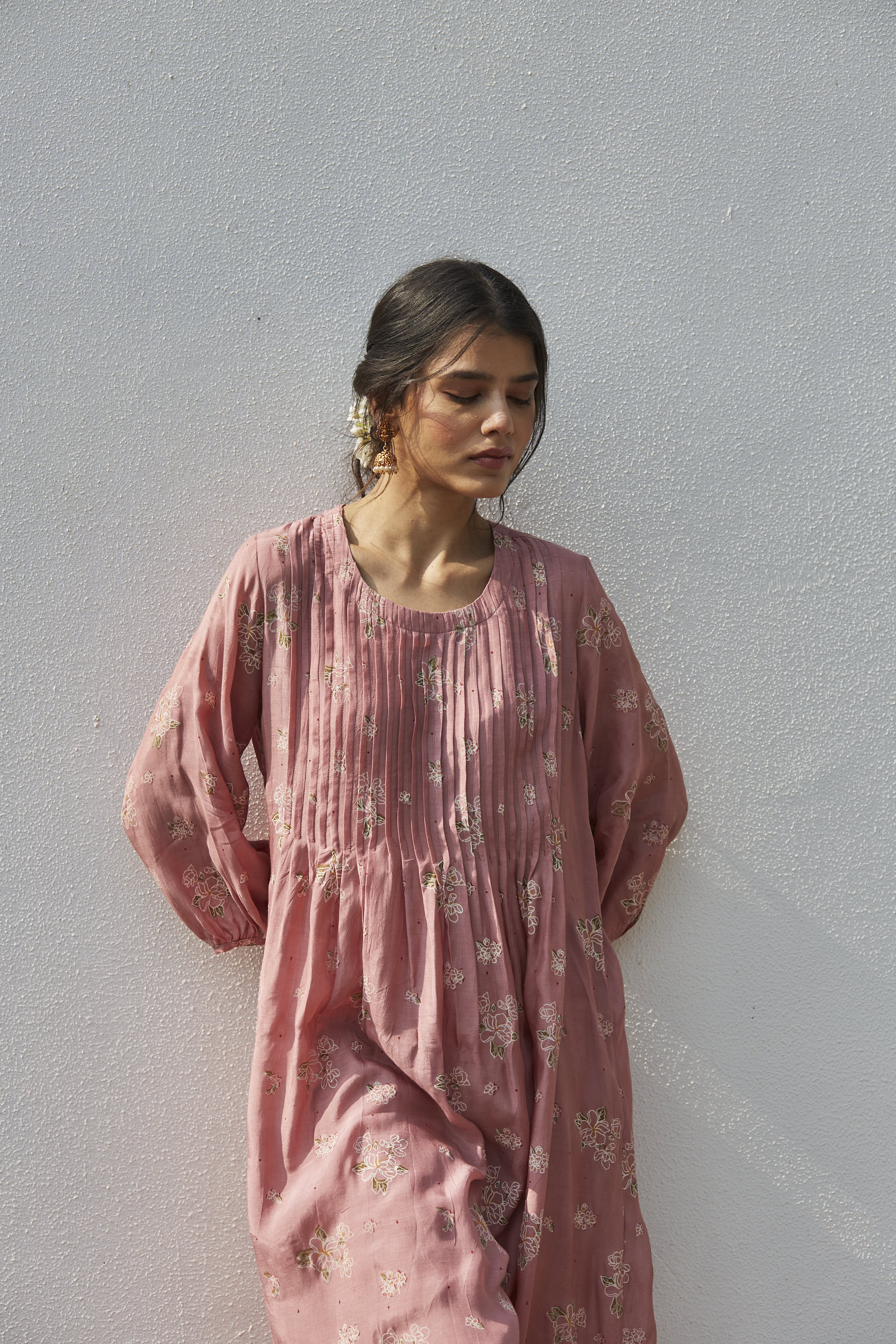 Juanita- Handwoven cotton silk comfort fit pintuck, co-ord set