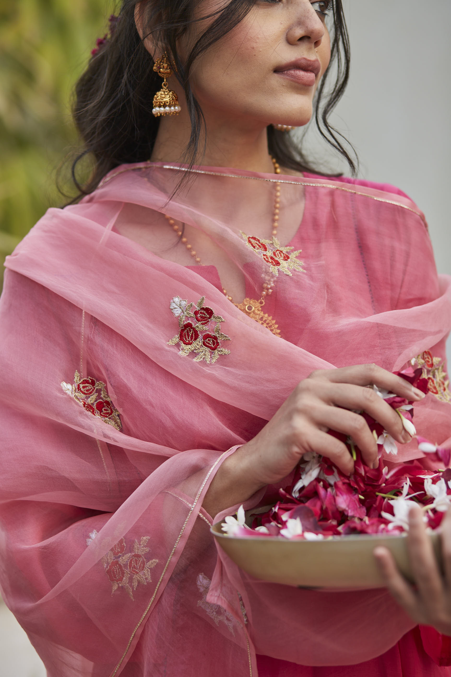 Juanita- Handwoven cotton silk roseate comfort fit kurta set