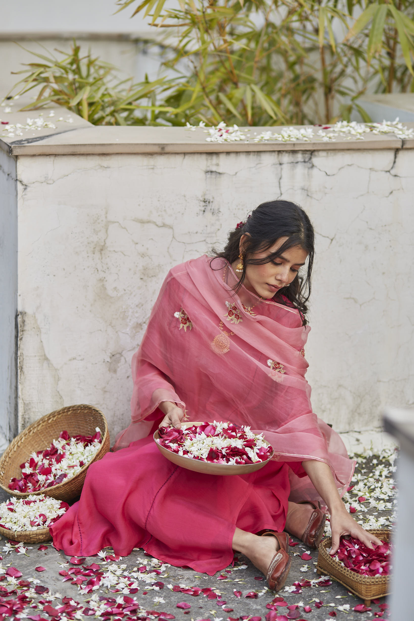 Juanita- Handwoven cotton silk roseate comfort fit kurta set