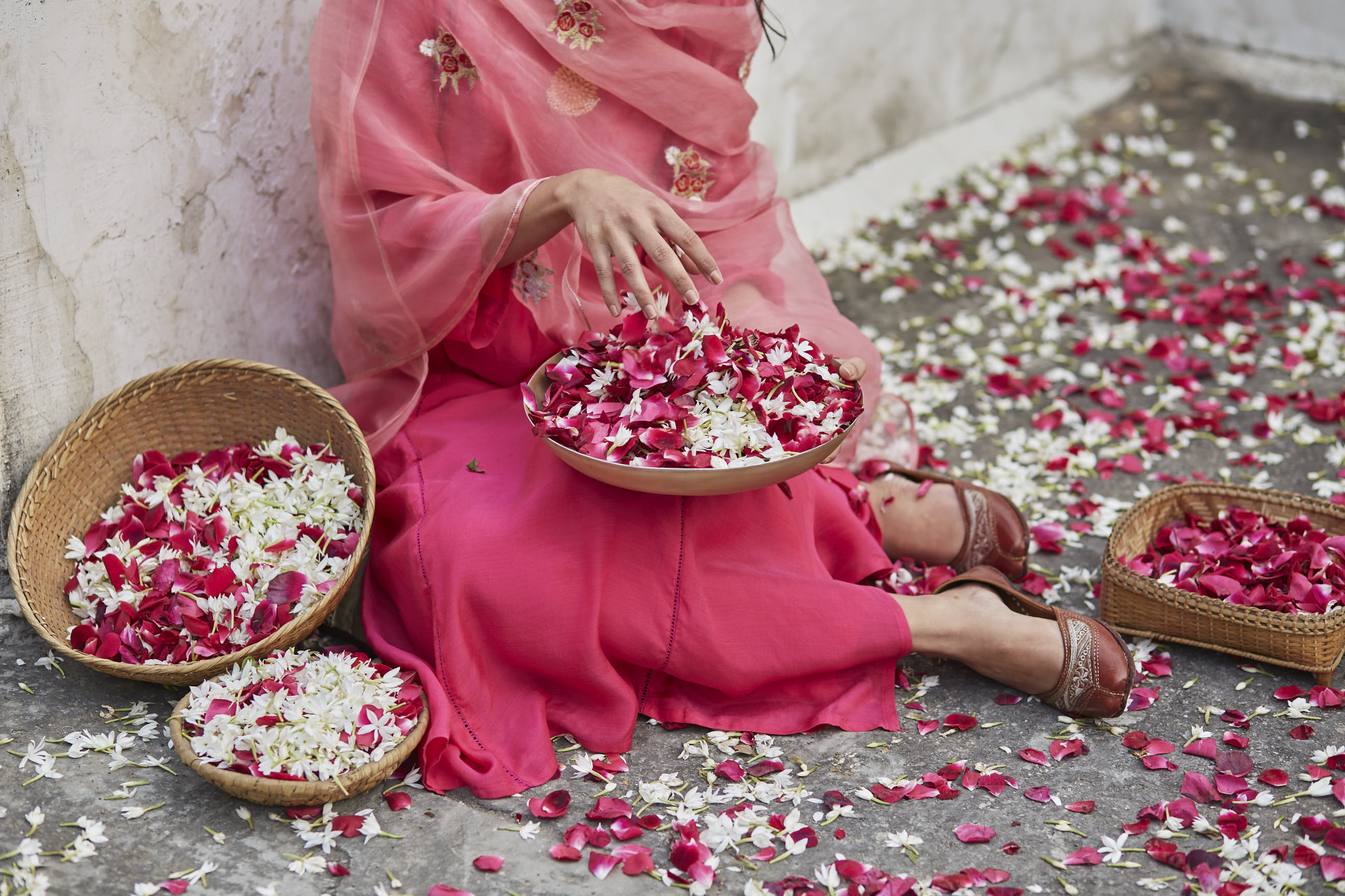 Juanita- Handwoven cotton silk roseate comfort fit kurta set