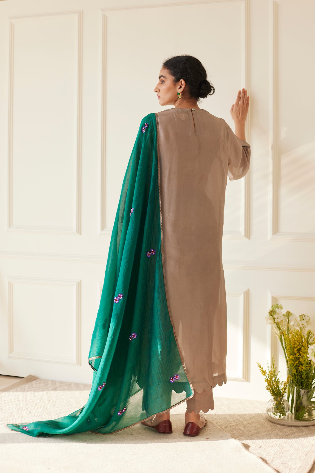 JUANITA- ENGLISH GREY SILK TUCK