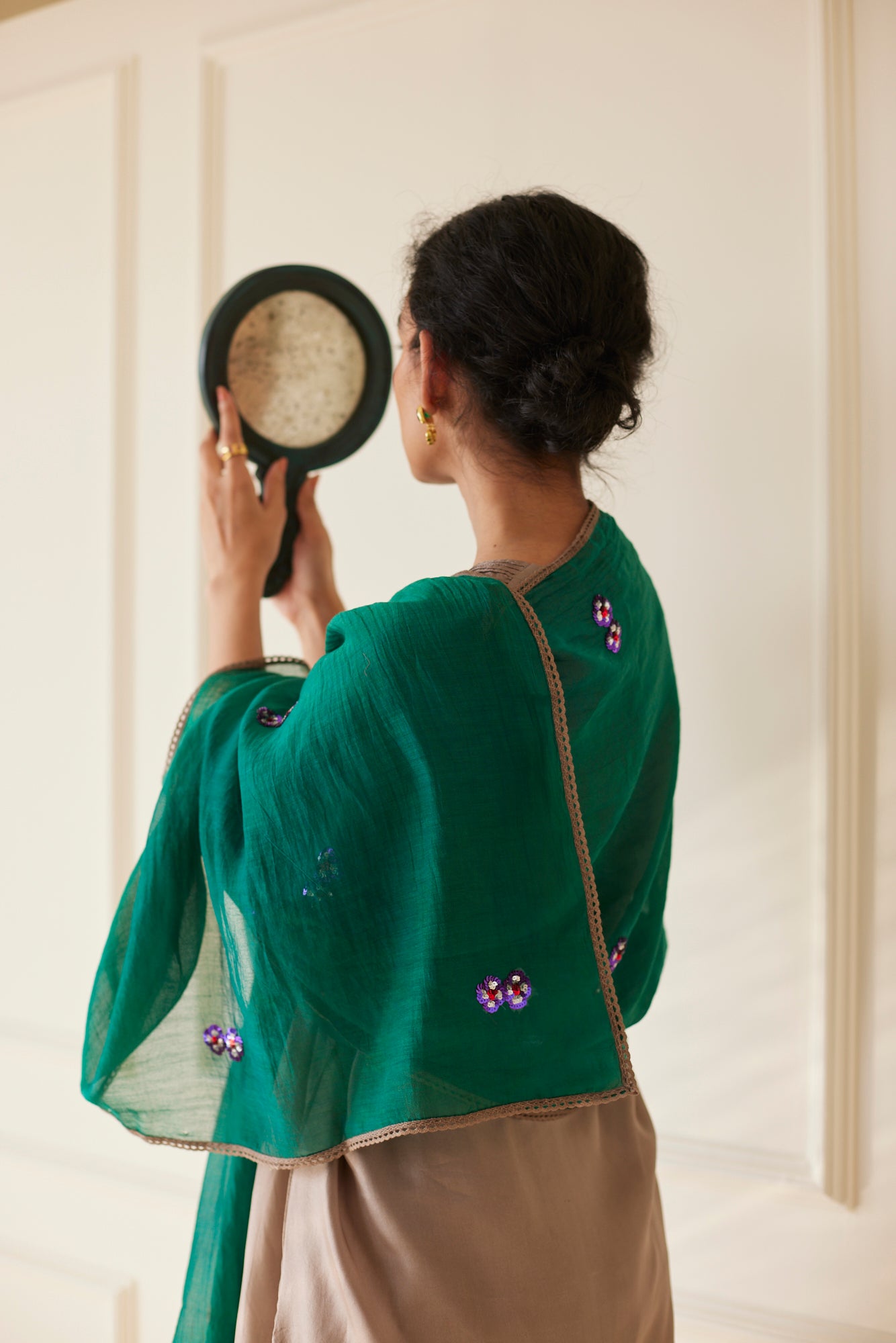 JUANITA- ENGLISH GREY SILK TUCK