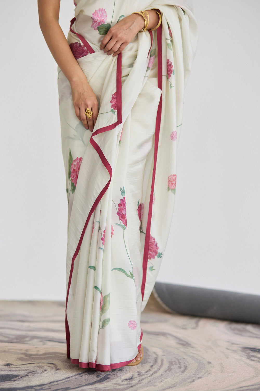 JUANITA- DAHLIA IVORY SILK SAREE