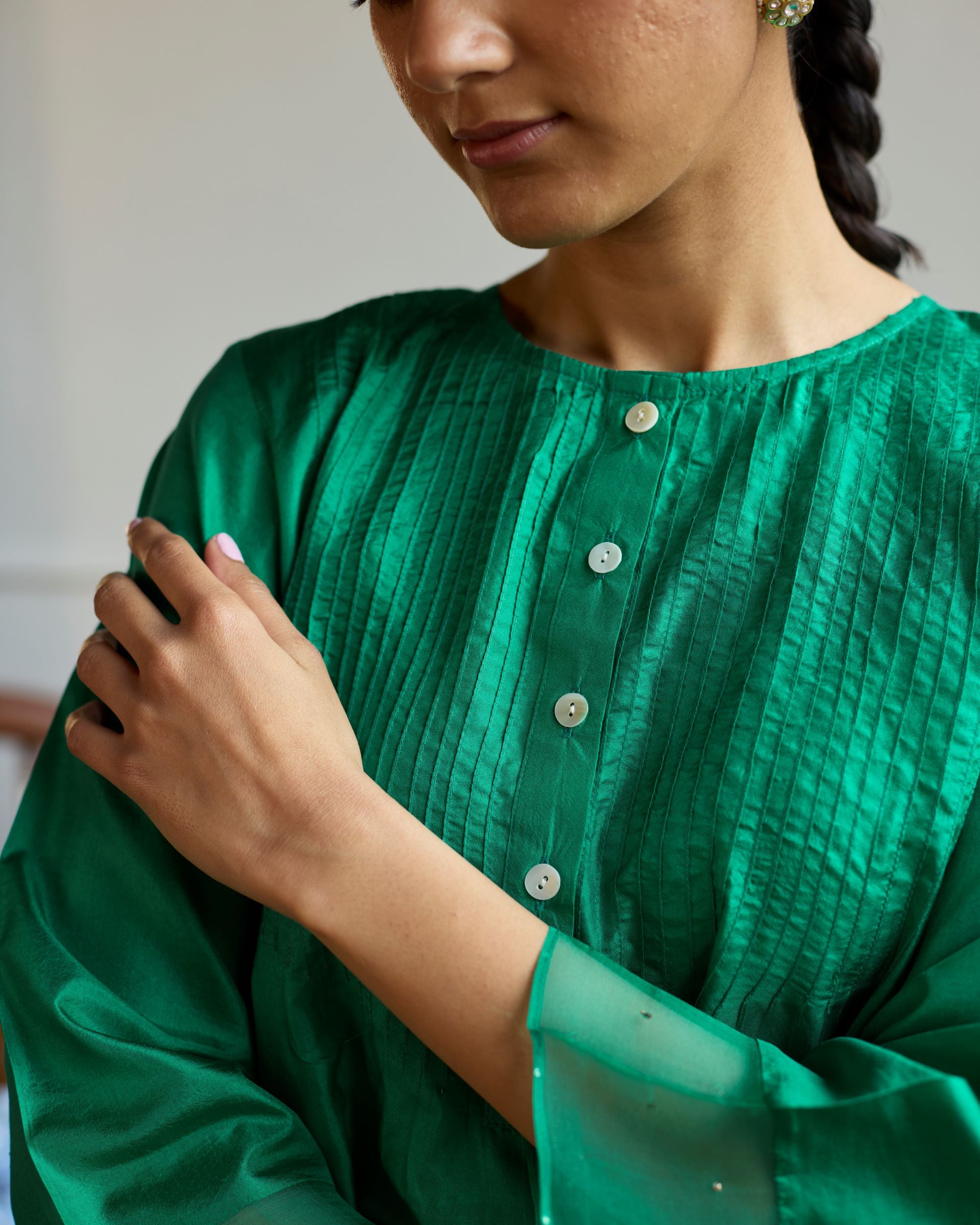 Juanita- EMERALD PINTUCK SILK CO ORD