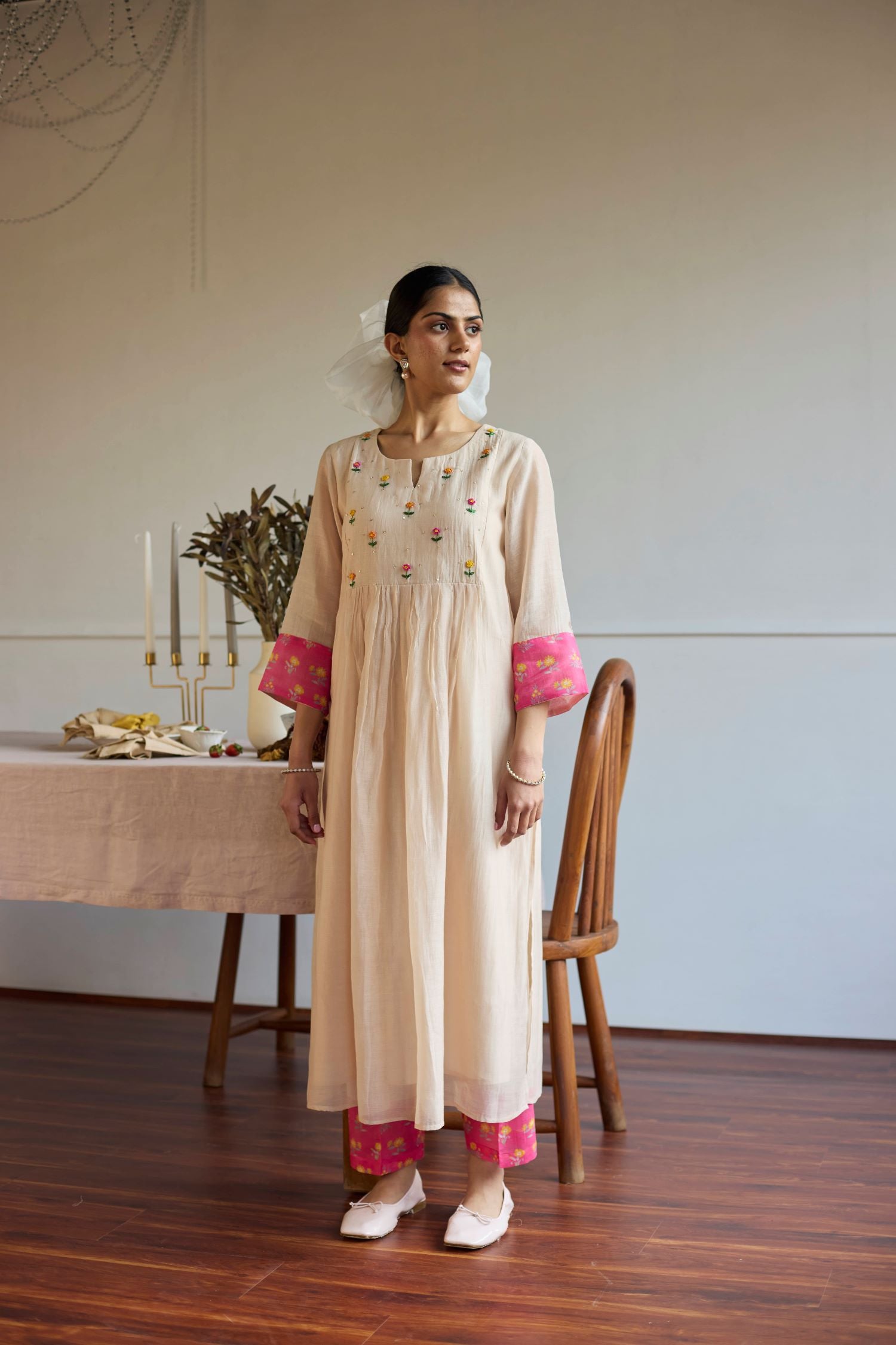 Juanita- TAUPE HOT PINK SET