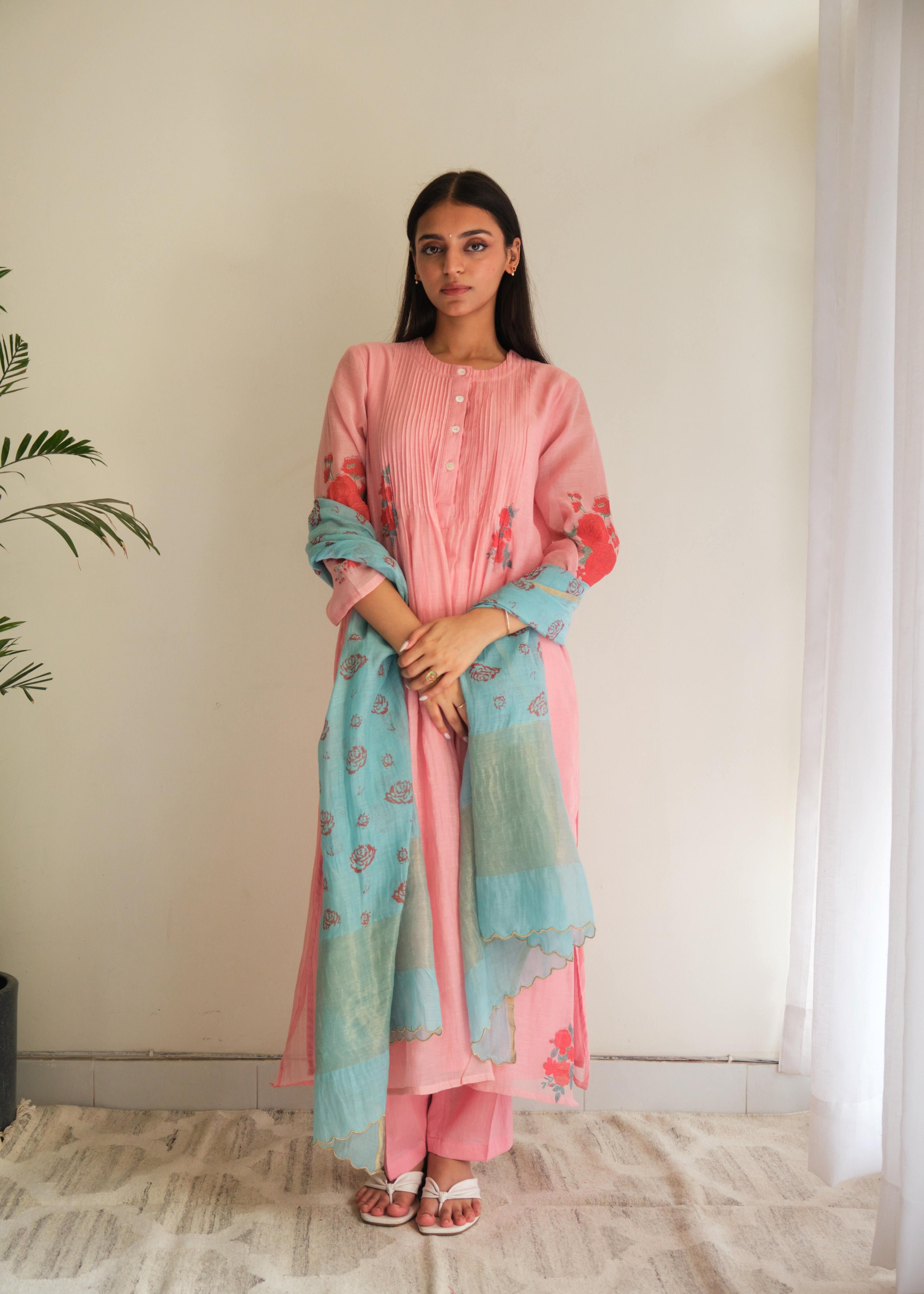 Juanita - Rosy Handblock Kurta Set