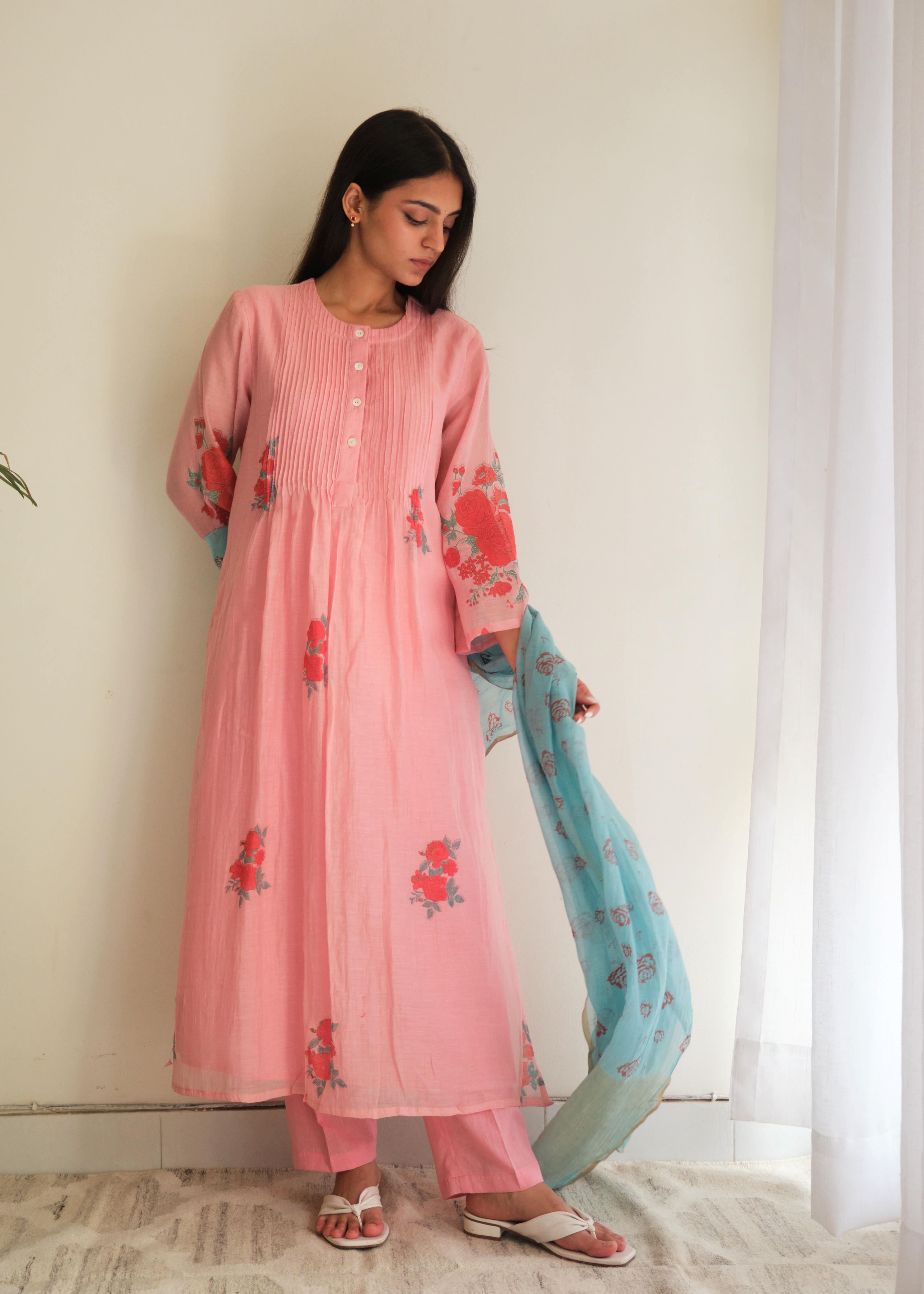 Juanita - Rosy Handblock Kurta Set