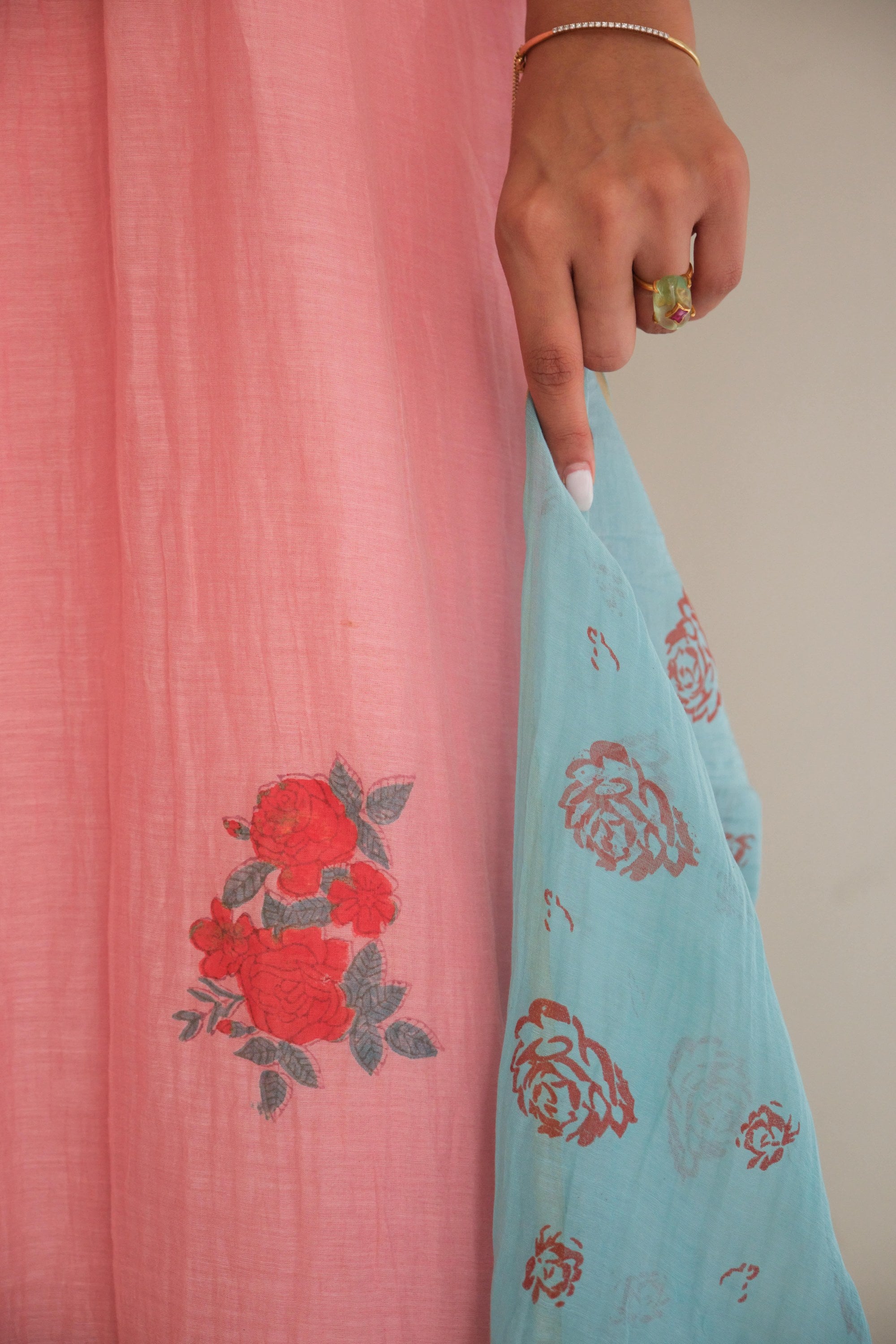 Juanita - Rosy Handblock Kurta Set