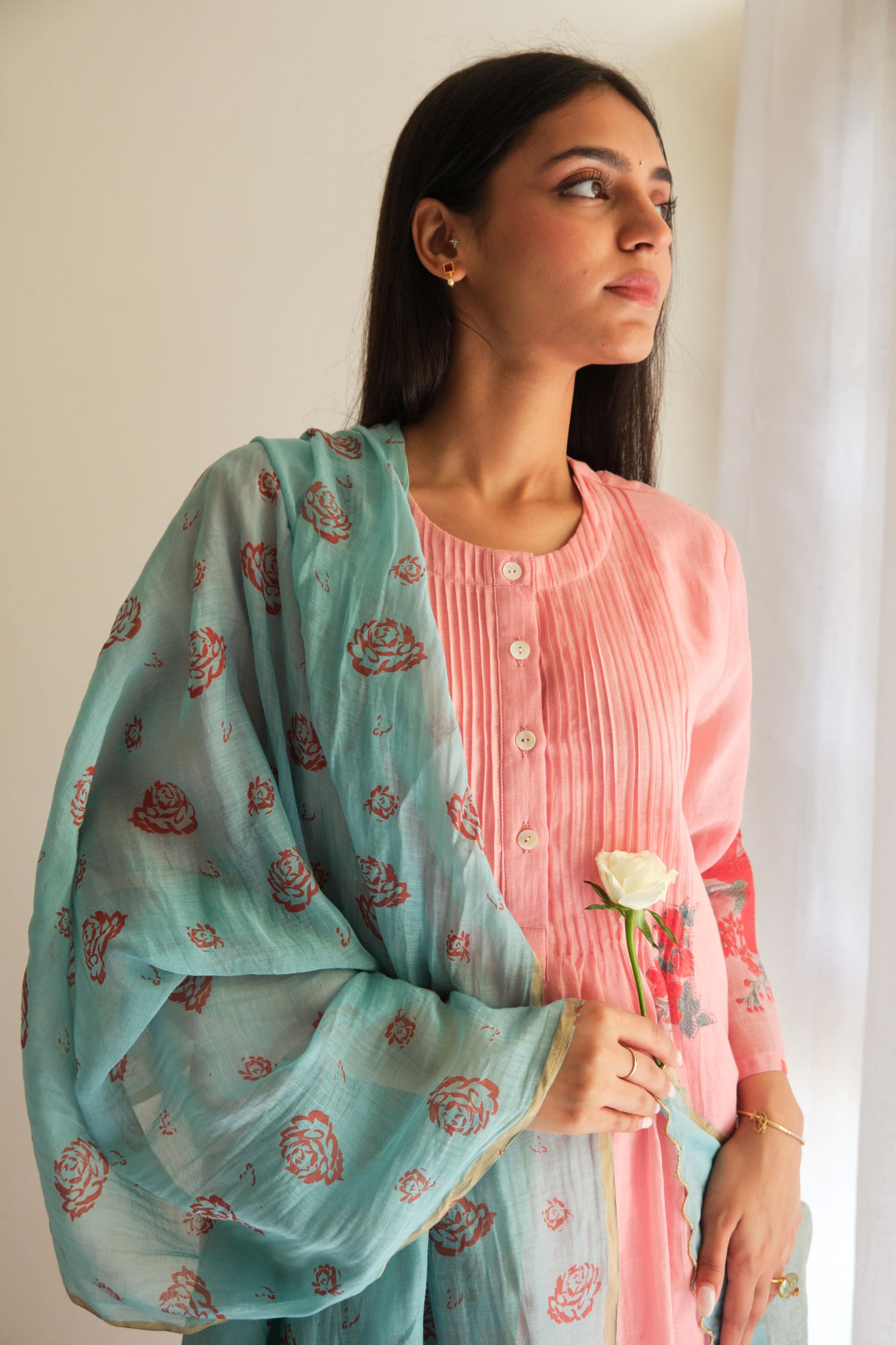 Juanita - Rosy Handblock Kurta Set