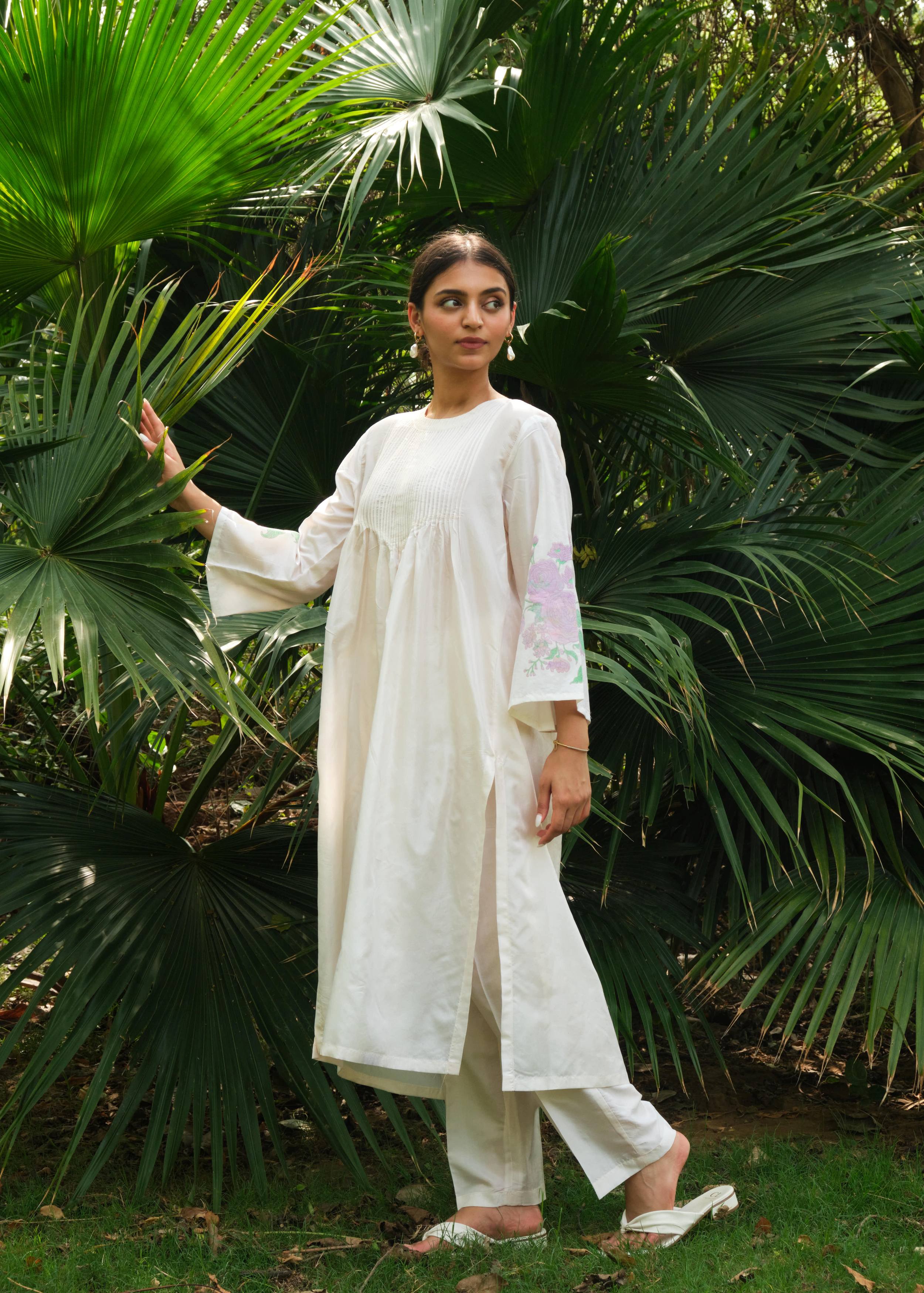 Juanita - Ivory Pintuck Silk Co ord