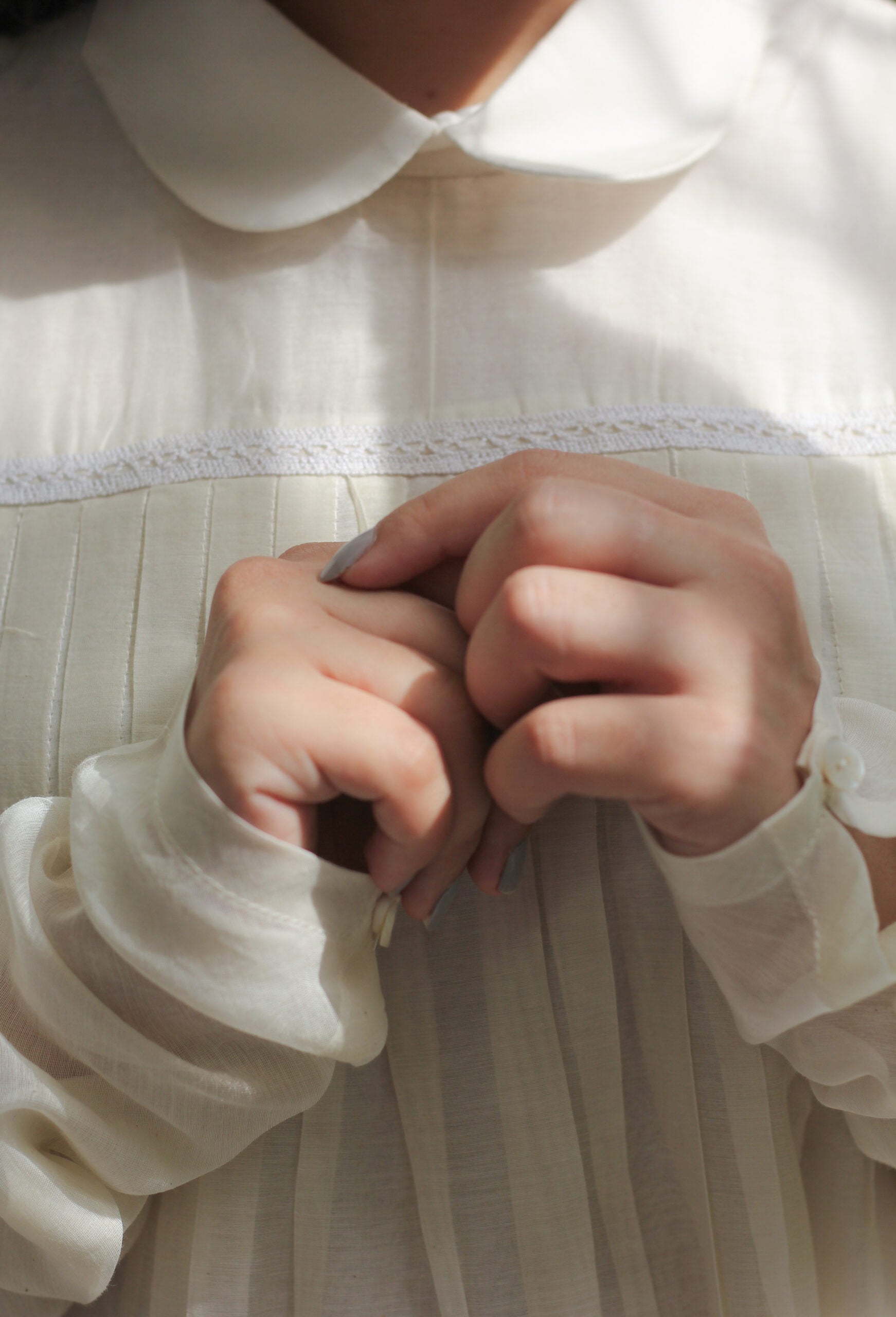 Juanita- Fabric ~Handwoven chanderi and handloom cotton- Ivory