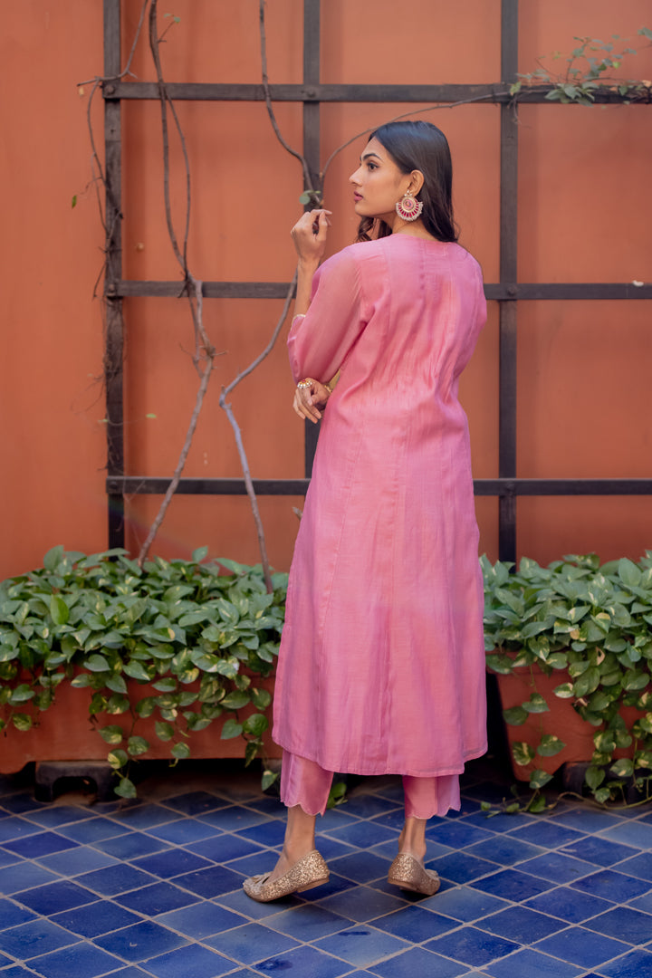 Juanita- Handwoven Chanderi Kurta with Tagai Work