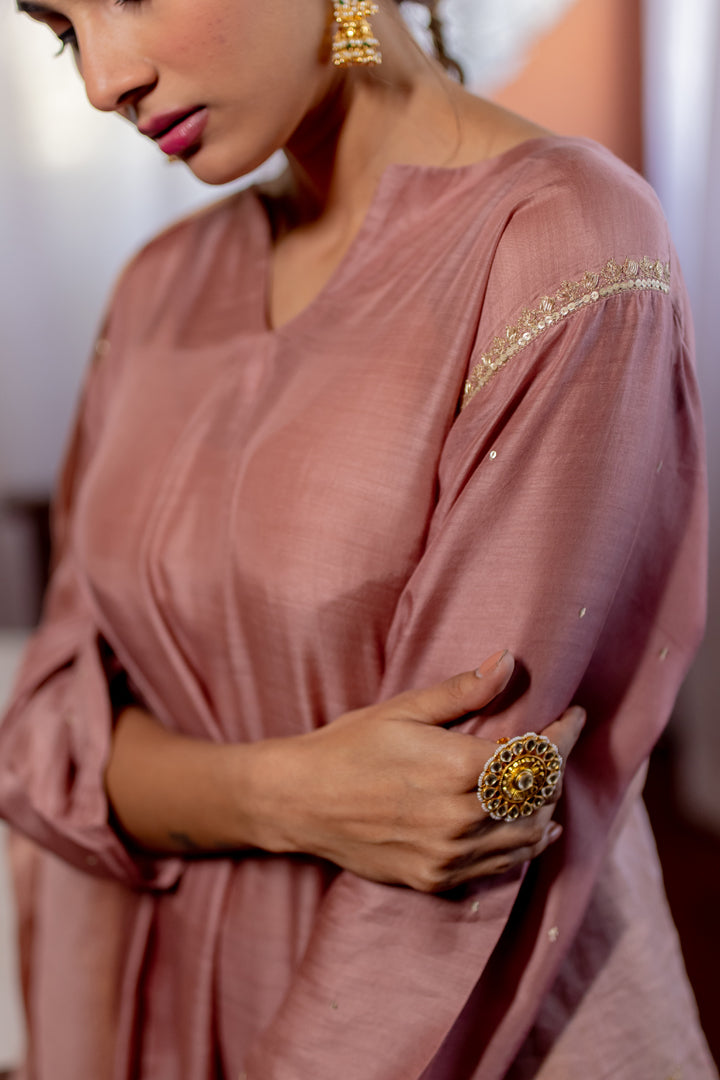 Juanita- Handwoven Cotton Silk Kurta Zardoze Sequins