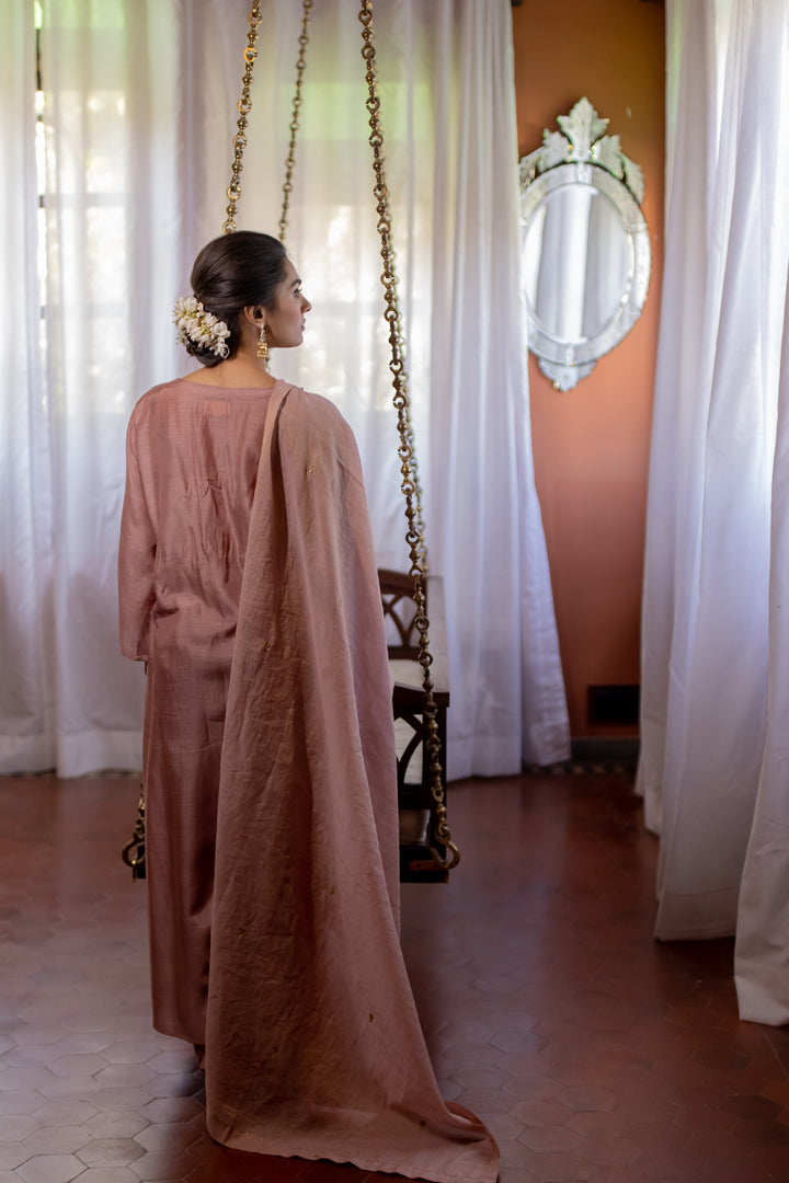 Juanita- Handwoven Cotton Silk Kurta Zardoze Sequins