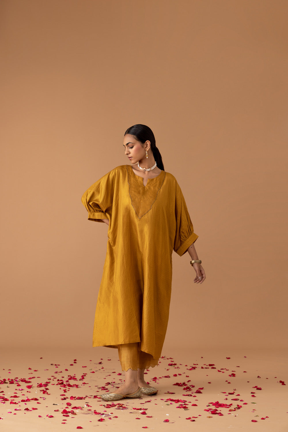 Juanita- Ochre Silk Kaftan