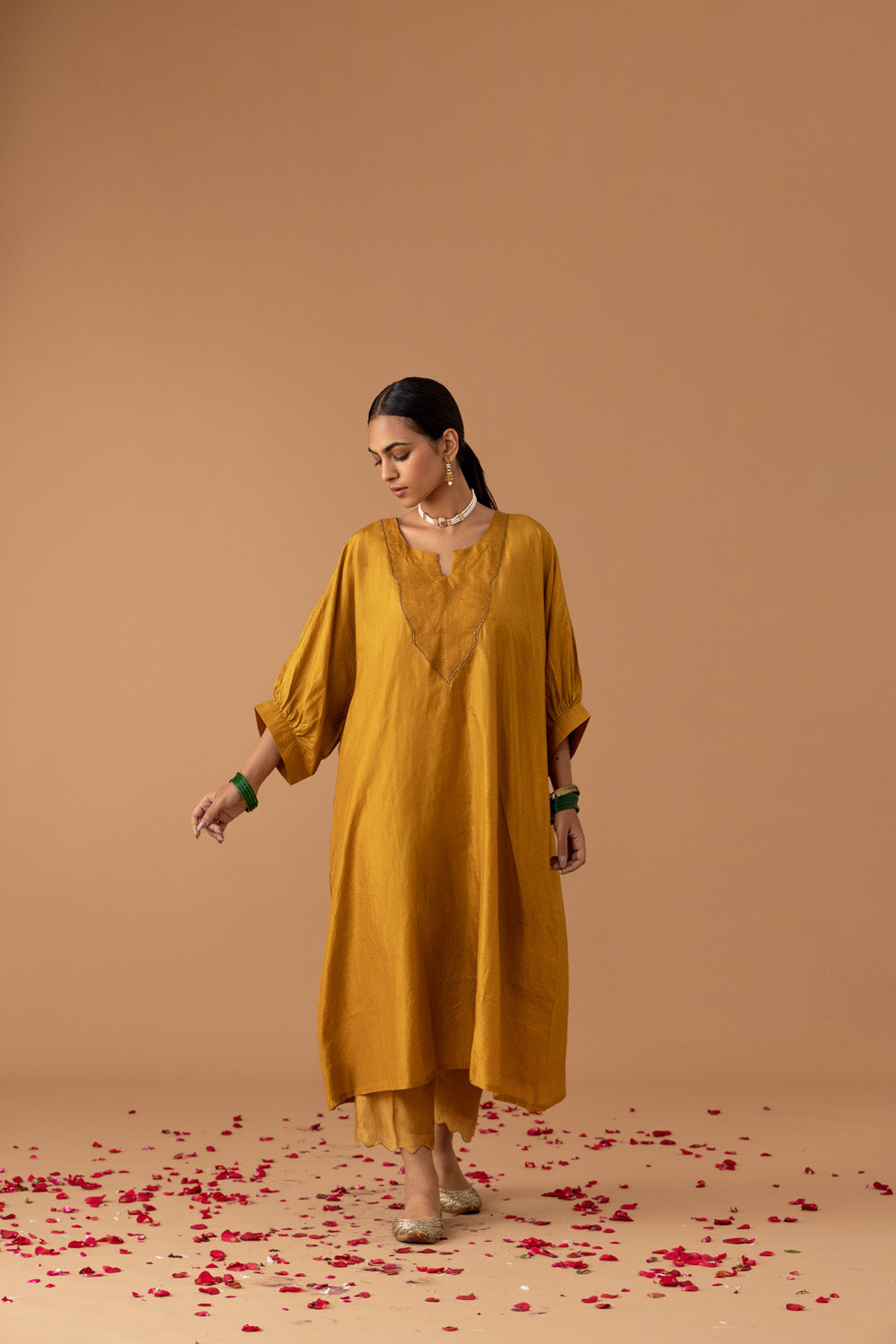 Juanita- Ochre Silk Kaftan