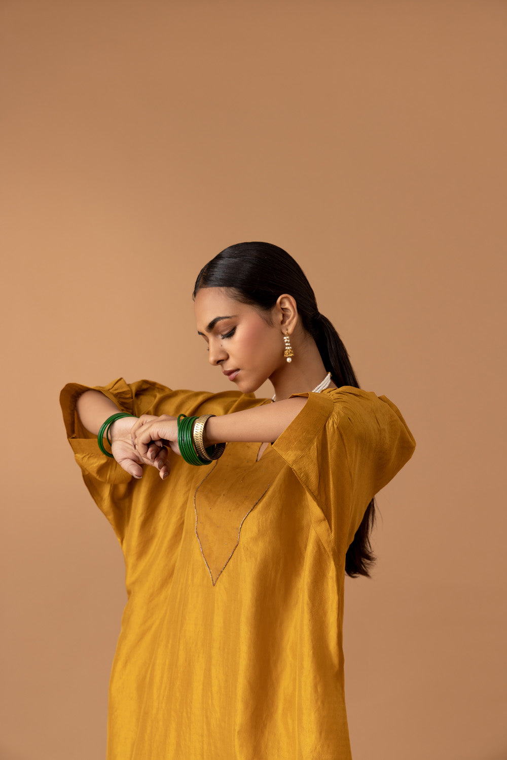 Juanita- Ochre Silk Kaftan