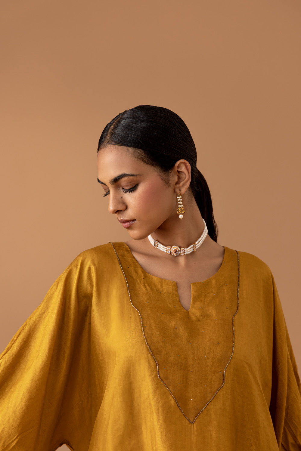 Juanita- Ochre Silk Kaftan