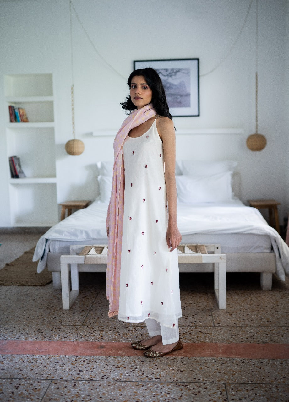 Juanita- Featuring Blush and ivory Handwoven Chanderi Set