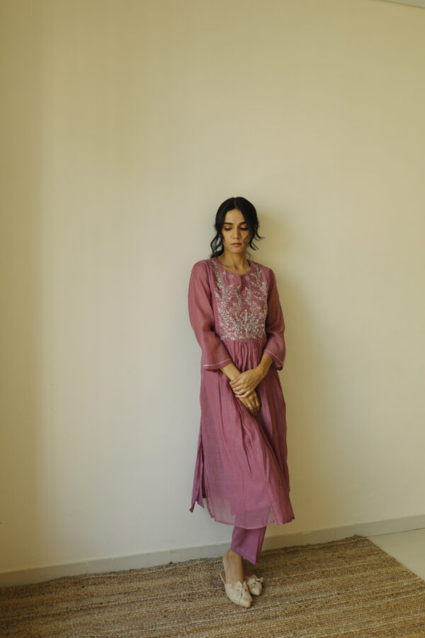 Juanita- Hadwoven chanderi yoke comfort fit sleeve