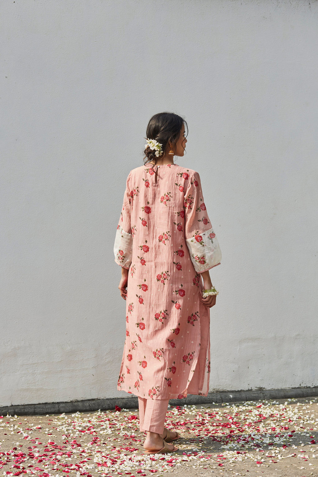 Juanita- Hand woven chanderi old rose comfort fit kurta set