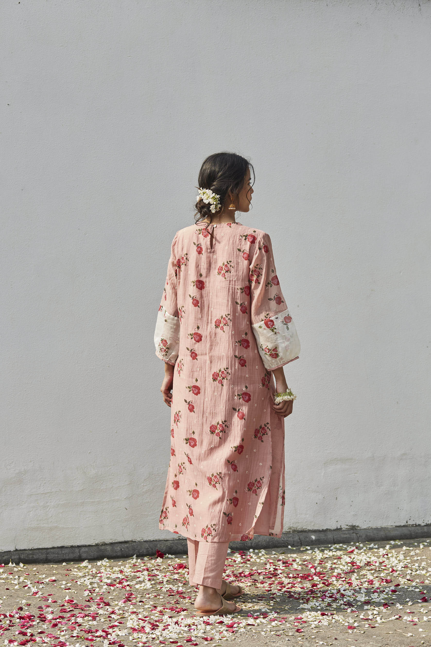 Juanita- Hand woven chanderi old rose comfort fit kurta set