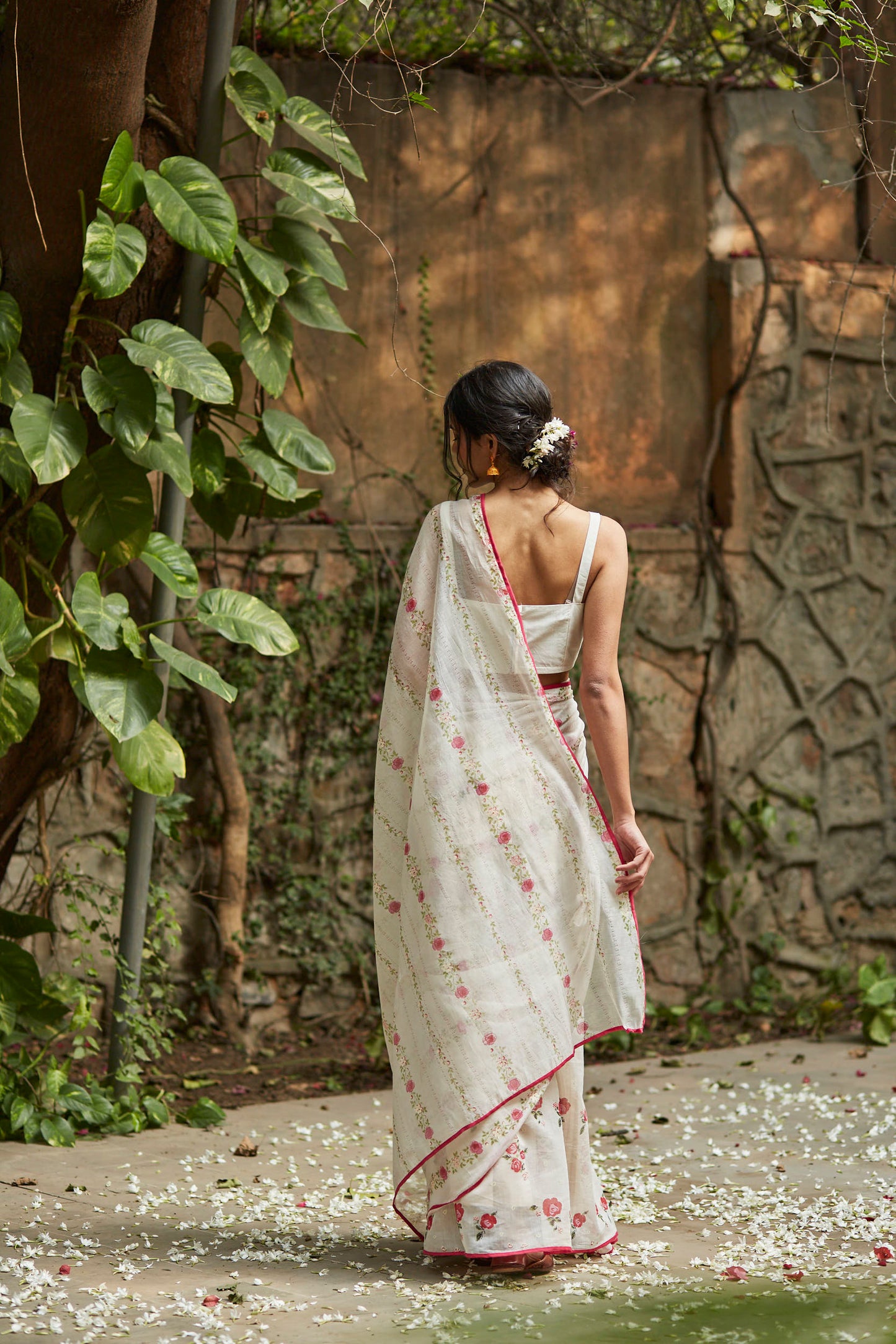 Juanita- Ivory handwoven chanderi saree with embellishment