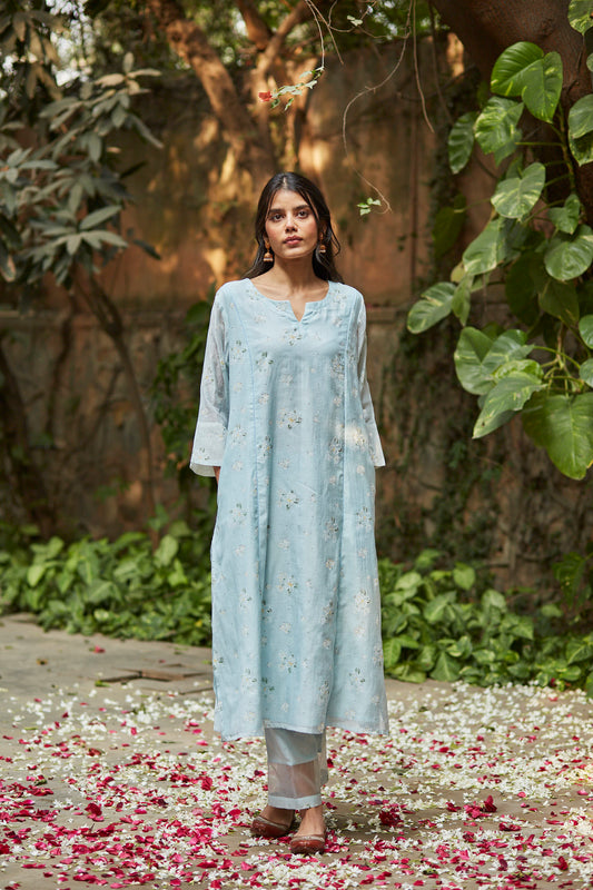 Juanita- Handwoven powder blue kurta set