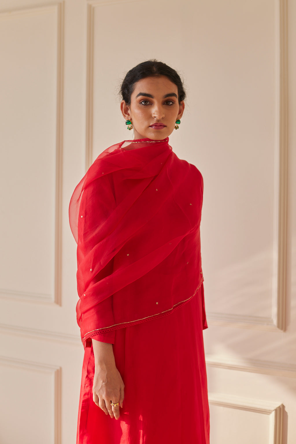 JUANITA- SILK SCARLET SET