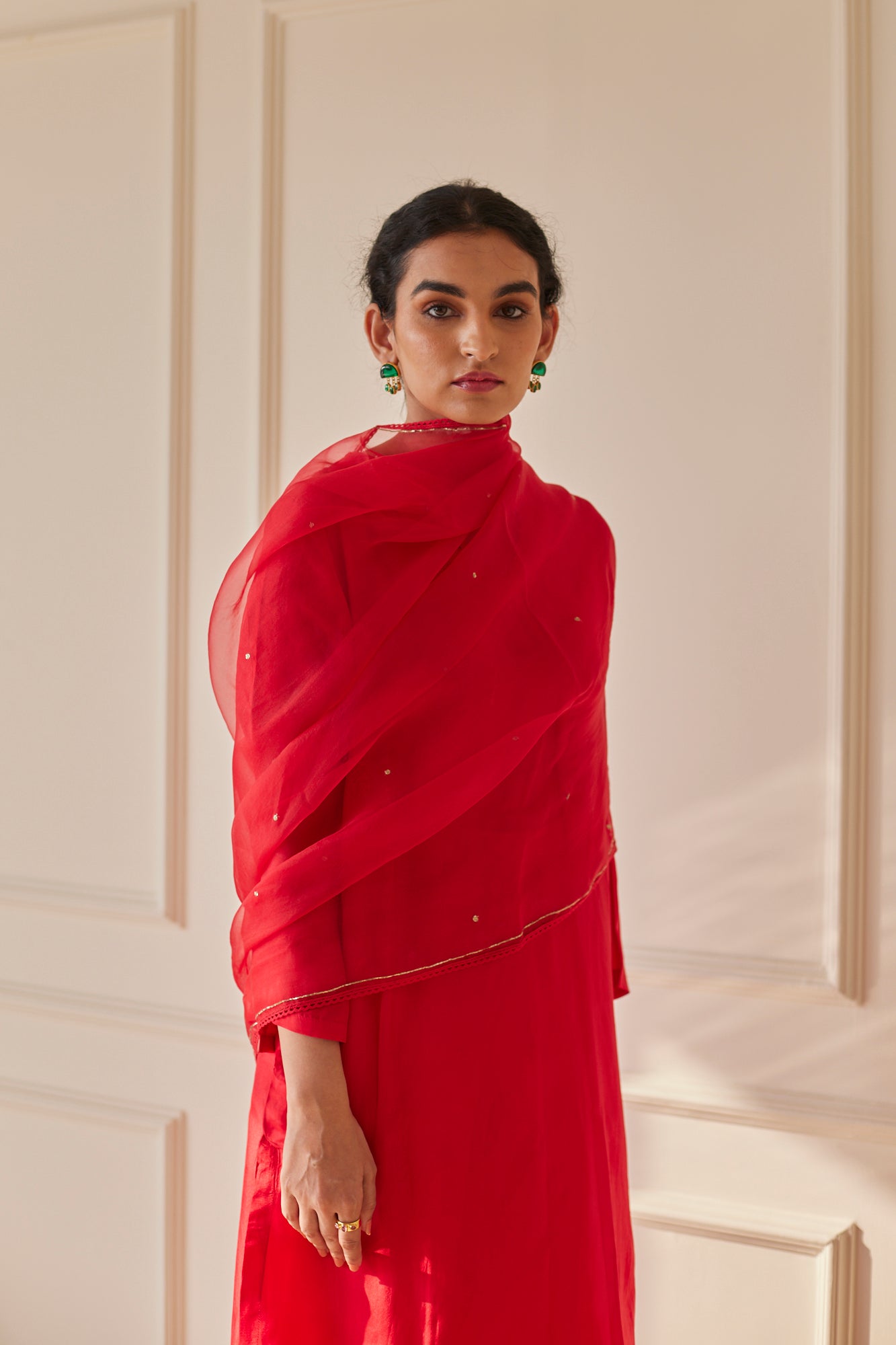 JUANITA- SILK SCARLET SET