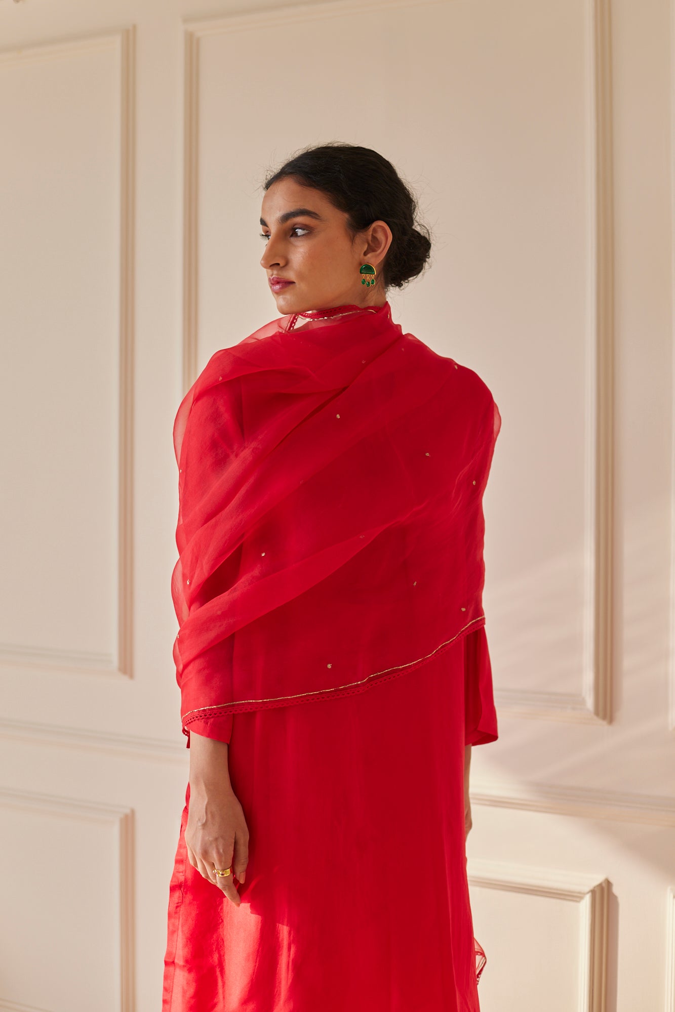 JUANITA- SILK SCARLET SET