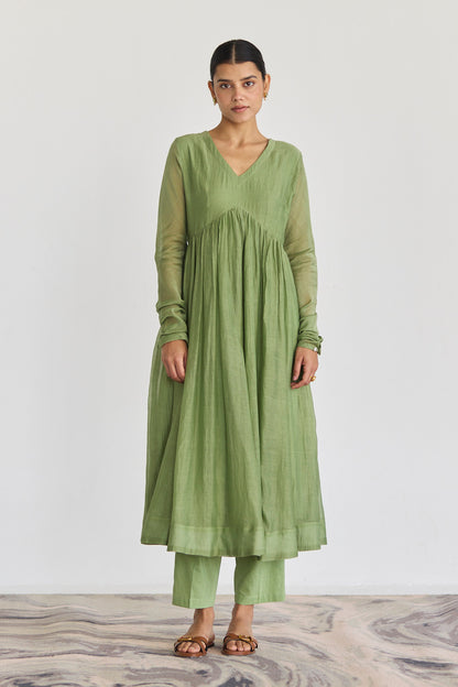 JUANITA- BOUGAINVILLEA SAGE GREEN ANARKALI