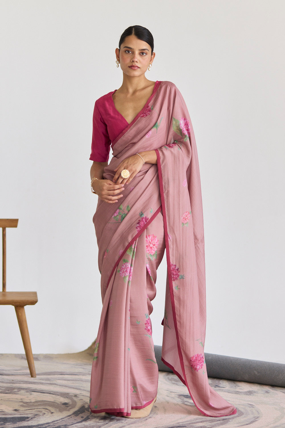 JUANITA- OLD ROSE DAHLIA SILK SAREE