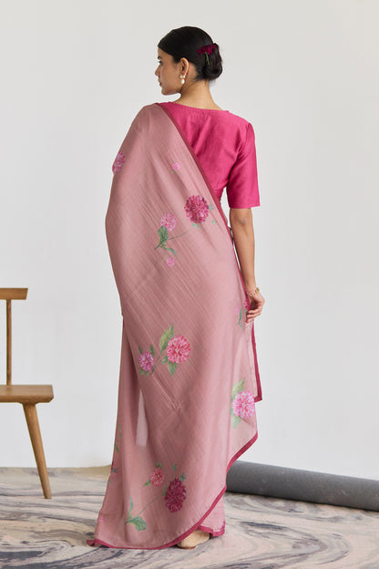 JUANITA- OLD ROSE DAHLIA SILK SAREE