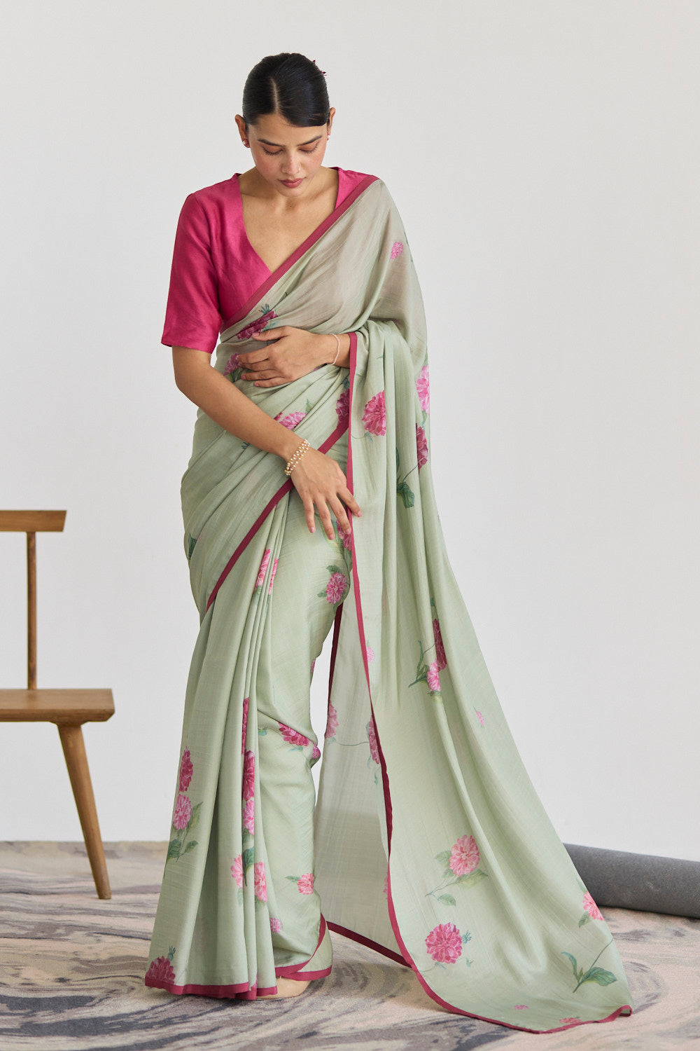 JUANITA- SAGE DAHLIA SILK SAREE