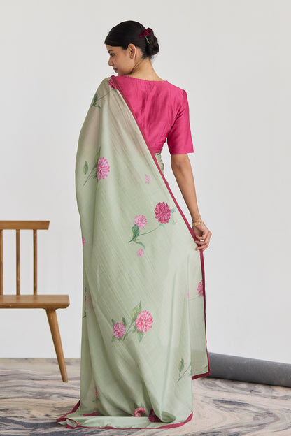 JUANITA- SAGE DAHLIA SILK SAREE