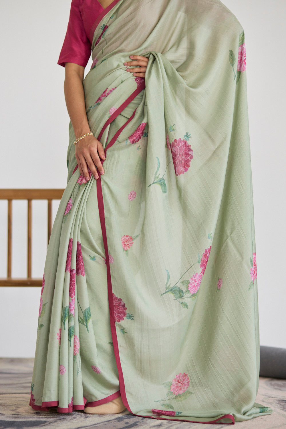 JUANITA- SAGE DAHLIA SILK SAREE