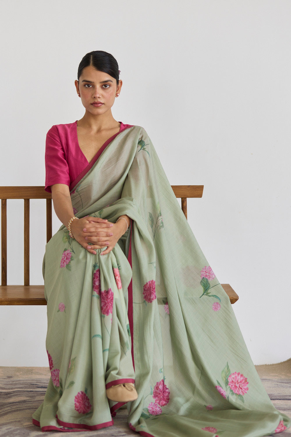 JUANITA- SAGE DAHLIA SILK SAREE