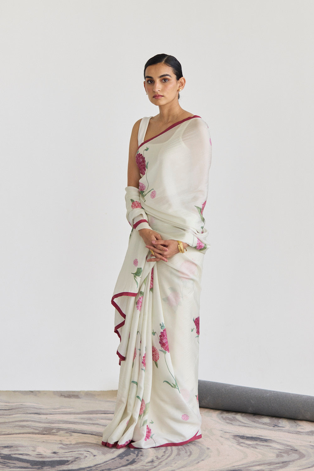 JUANITA- DAHLIA IVORY SILK SAREE