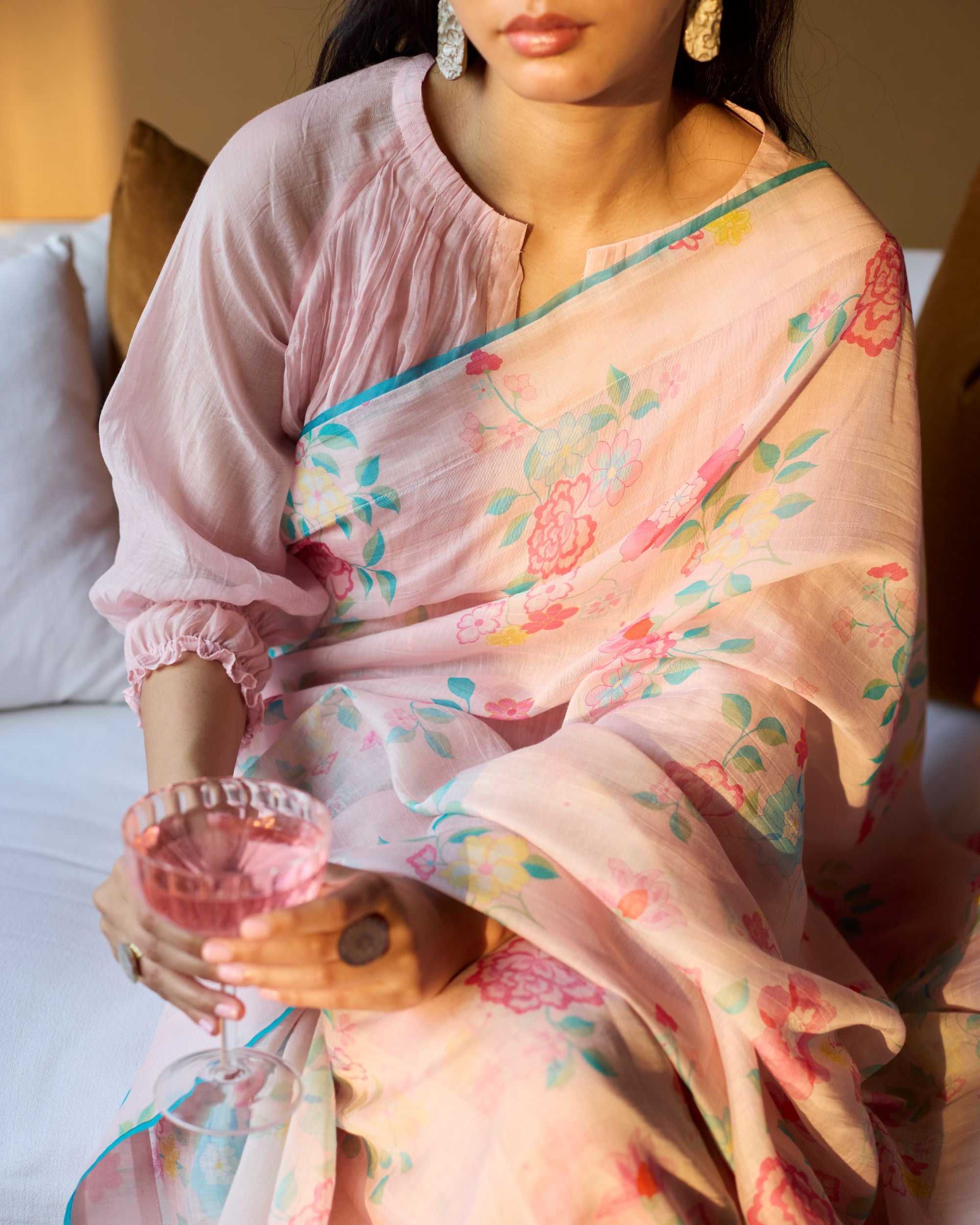 Juanita- BLUSH FLORETTE SAREE