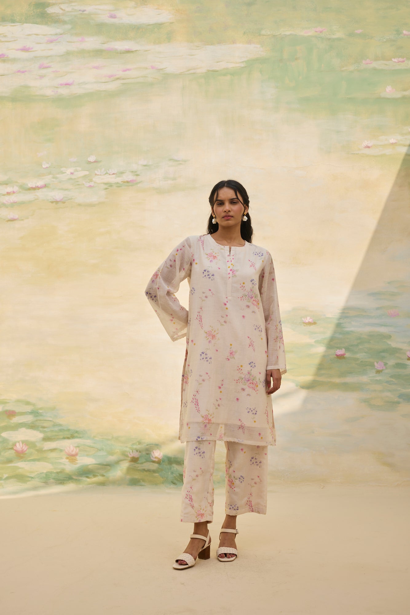 IVORY FLORAL CO ORD SET