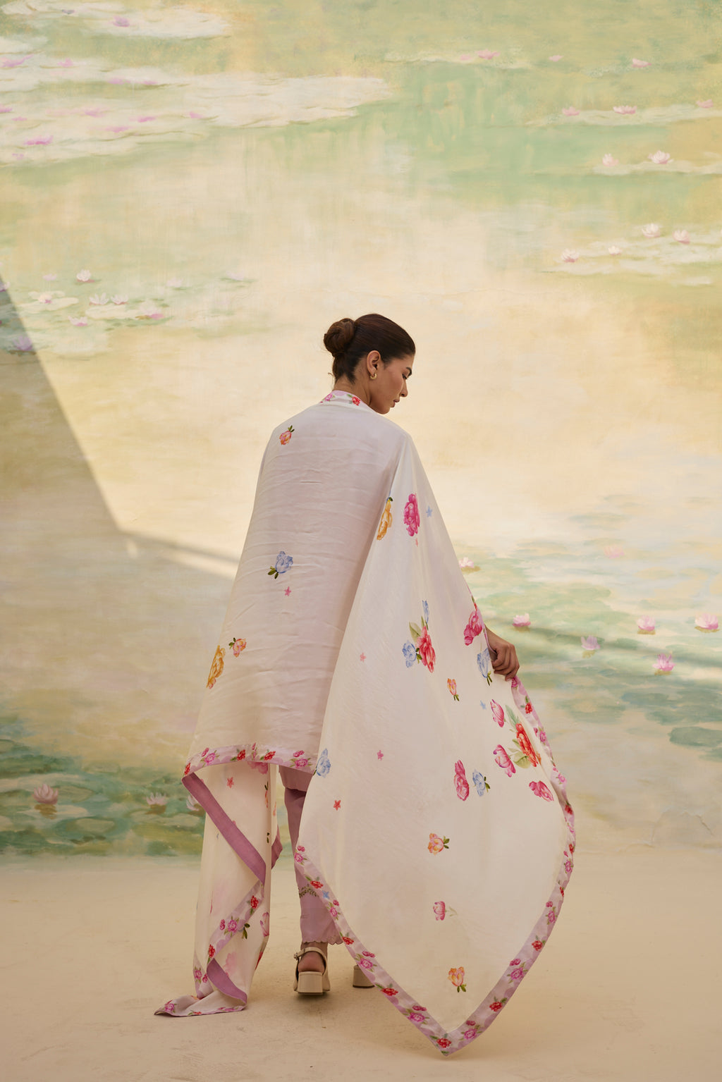 MAUVE SHORT SILK KURTI SET