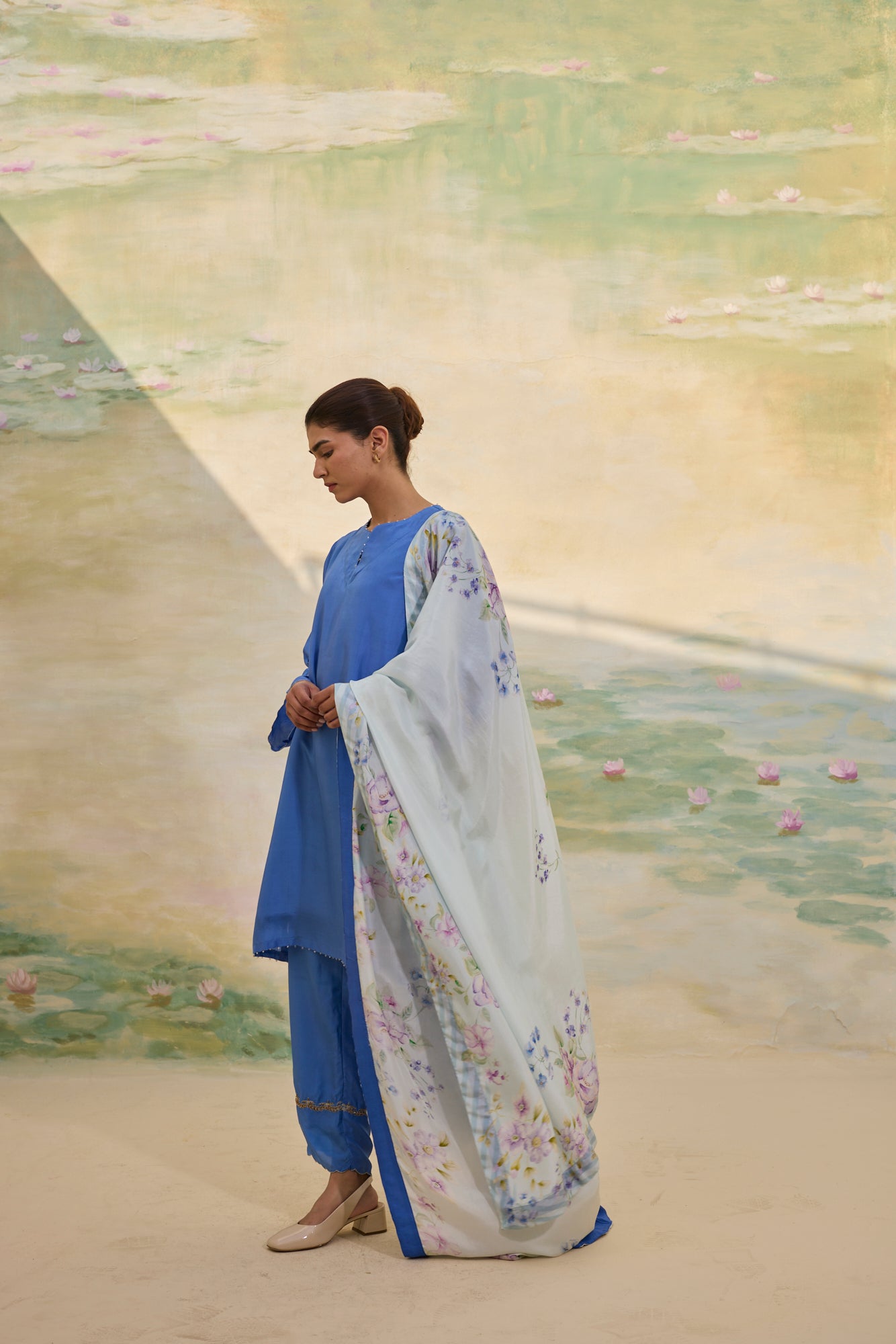 COBALT SHORT SILK KURTI SET