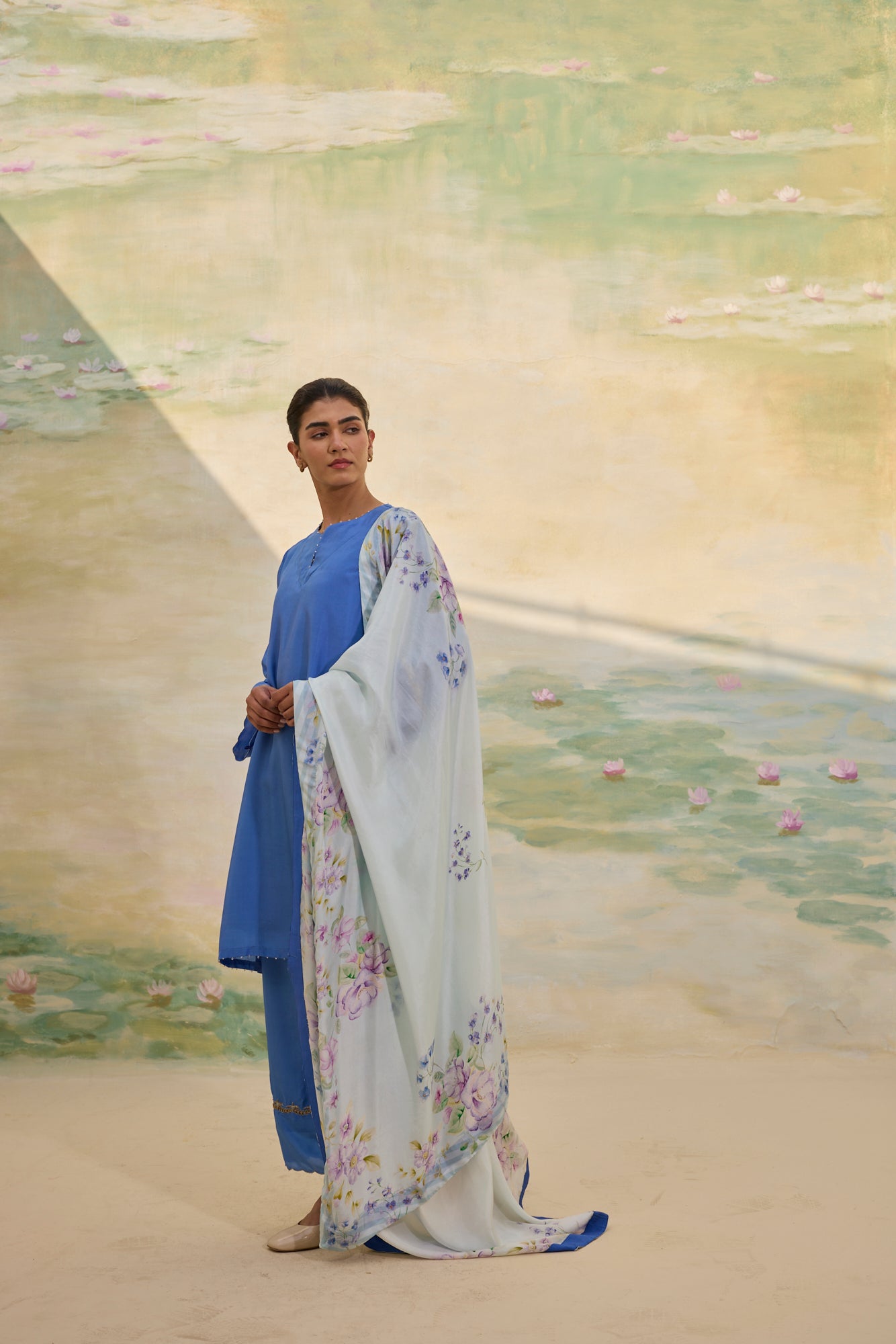 COBALT SHORT SILK KURTI SET