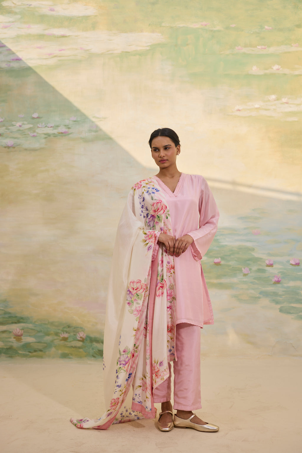 BLUSH SHORT SILK KURTI SET