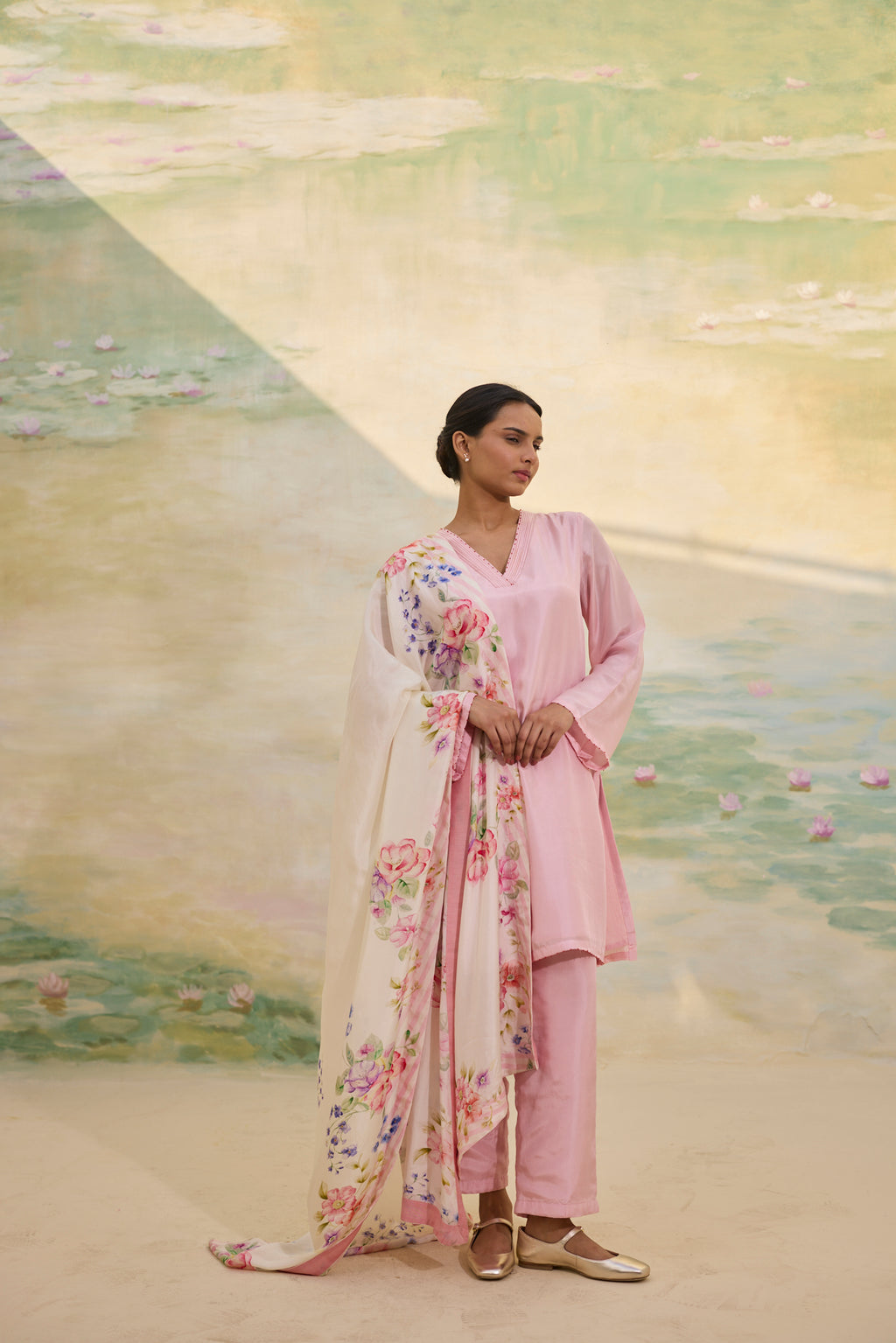 BLUSH SHORT SILK KURTI SET