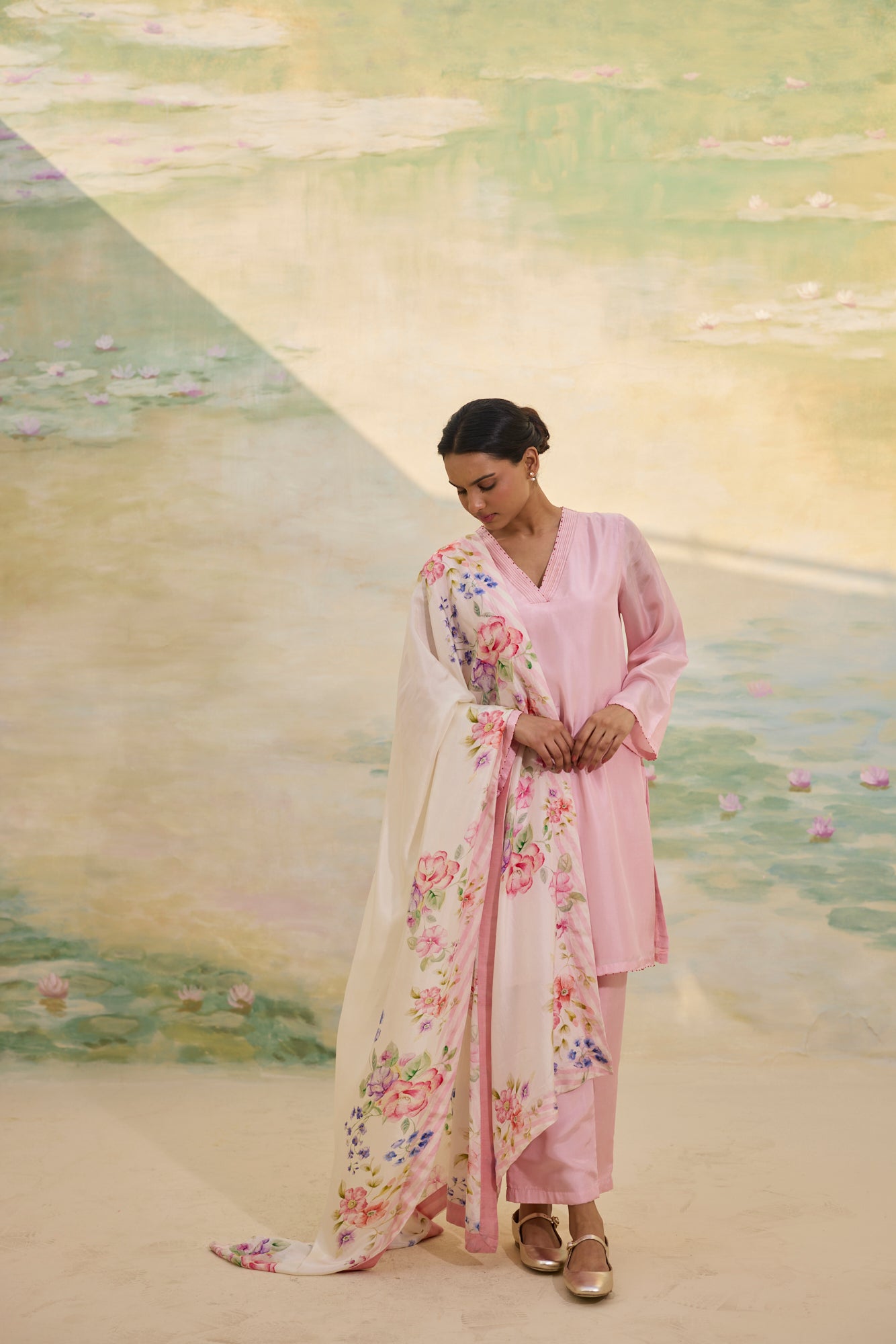 BLUSH SHORT SILK KURTI SET