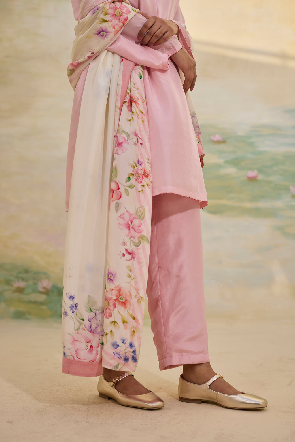 BLUSH SHORT SILK KURTI SET