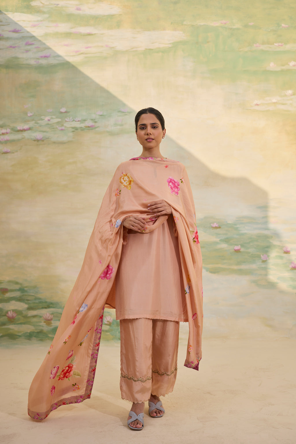 CARAMEL SHORT SILK KURTI SET